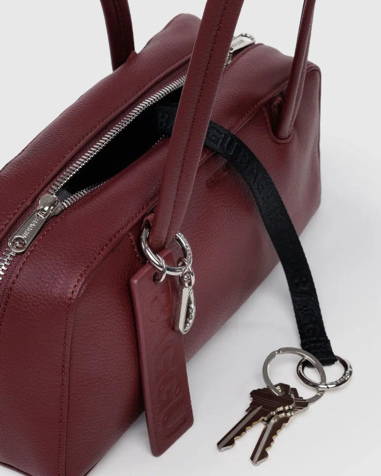 PREORDER Baggu Small Recycled Leather Bowler Bag in Mahogany
