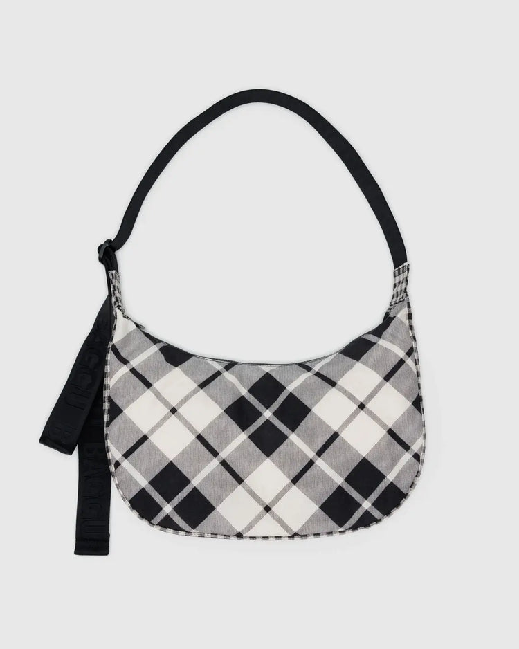 Baggu Medium Nylon Crescent Bag in Mixed Plaid