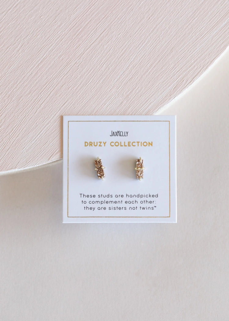 JaxKelly Rose Gold Druzy Bar Stud