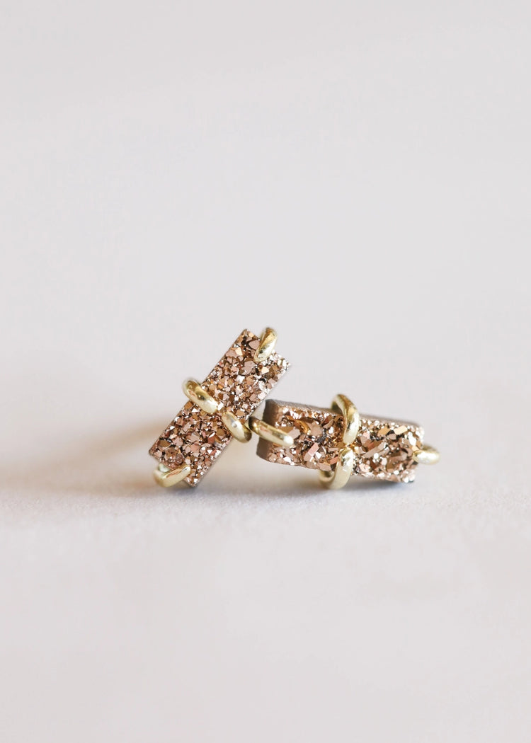 JaxKelly Rose Gold Druzy Bar Stud