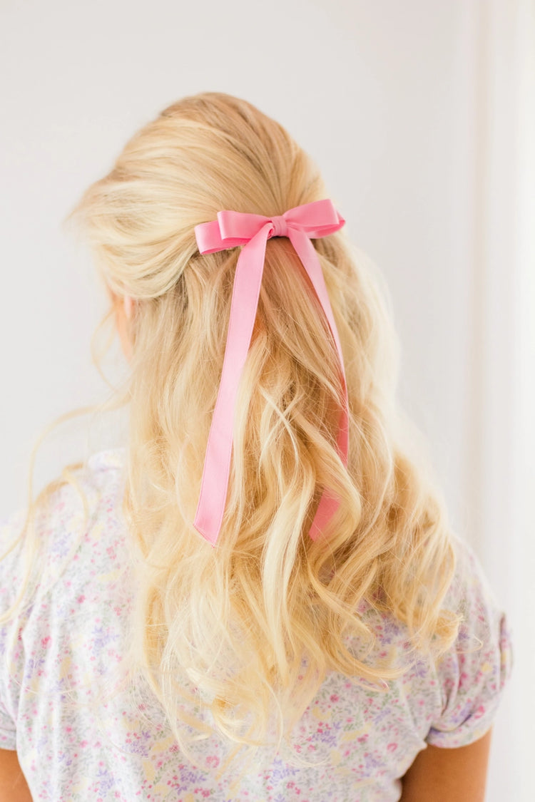 Alice Matte Satin Bow Barrette in Plaza Pink