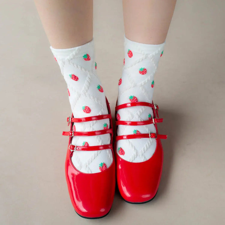 Strawberry Cream Diamond Casual Socks