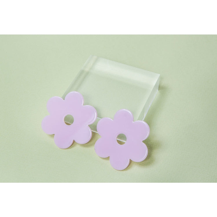 Large Lilac Acetate Daisy Earrings