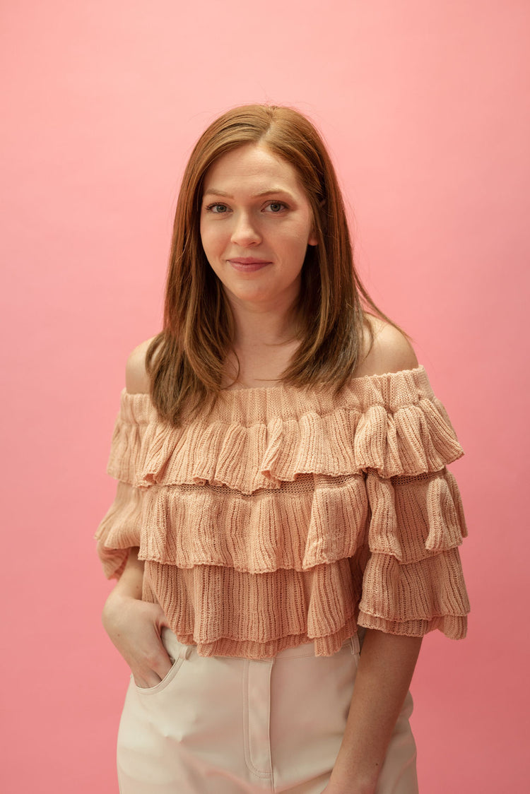 Layered Ruffle Off Shoulder Knit Top