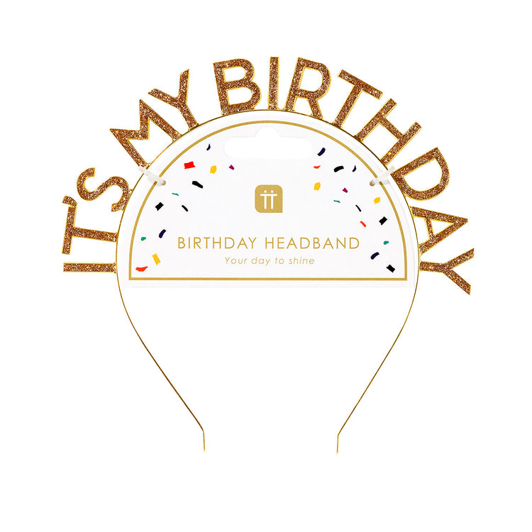 'It's My Birthday' Metal Headband in Gold