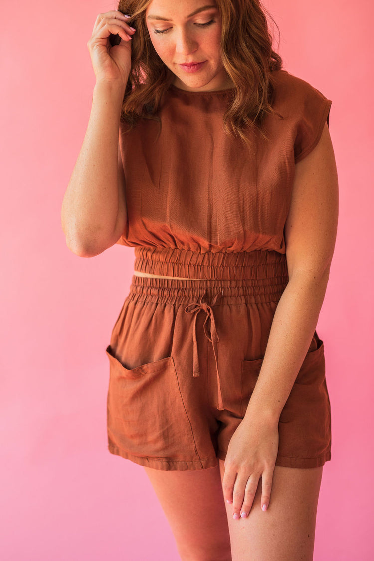 Boatneck Crop Top in Clay