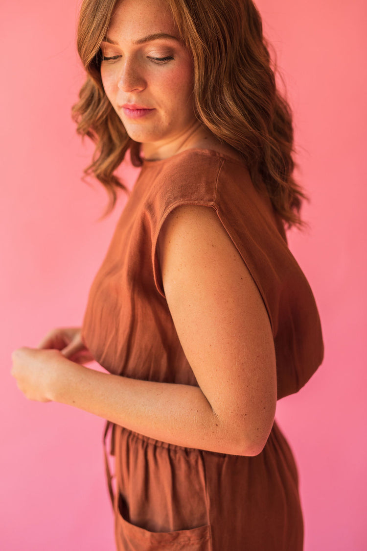 Boatneck Crop Top in Clay