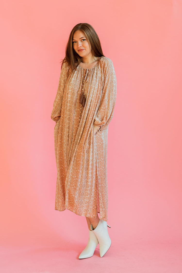 Golden Desert Button-Front Midi Dress
