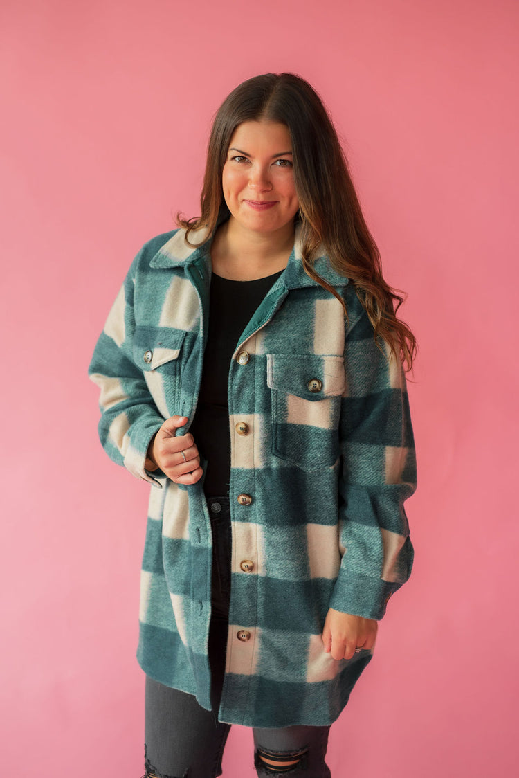 Pine Green Plaid Fall Shacket