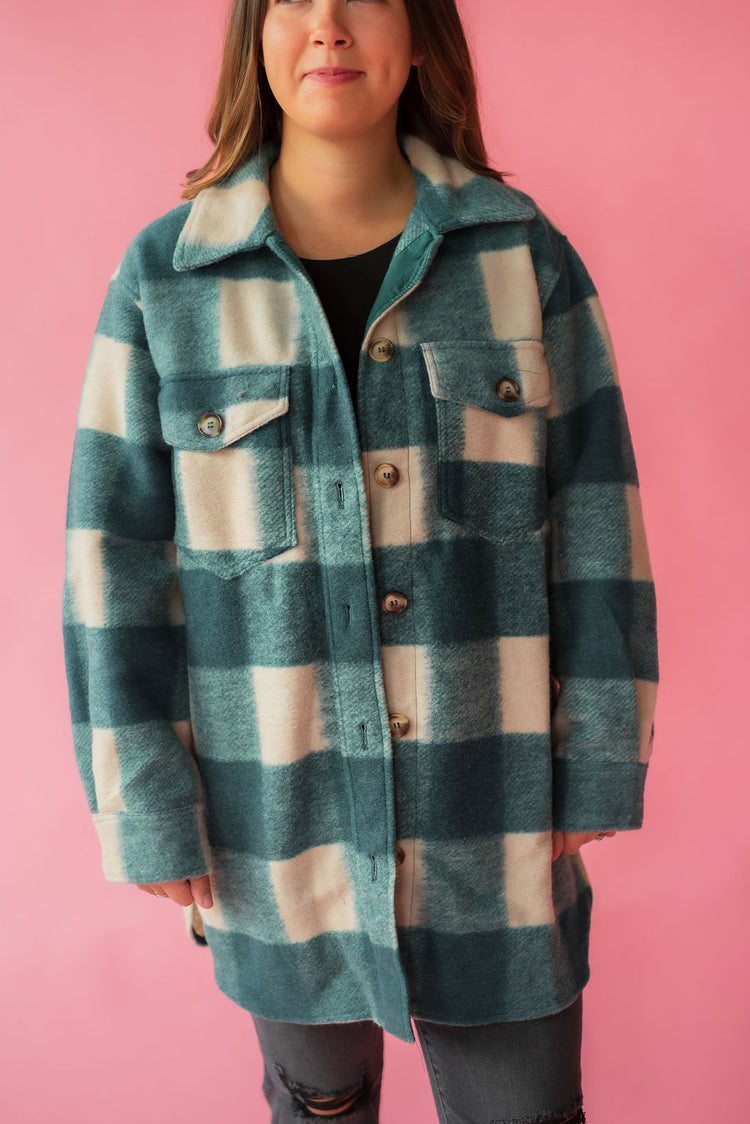Pine Green Plaid Fall Shacket