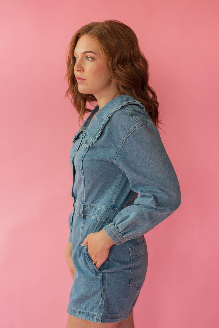 Long Sleeve Denim Romper