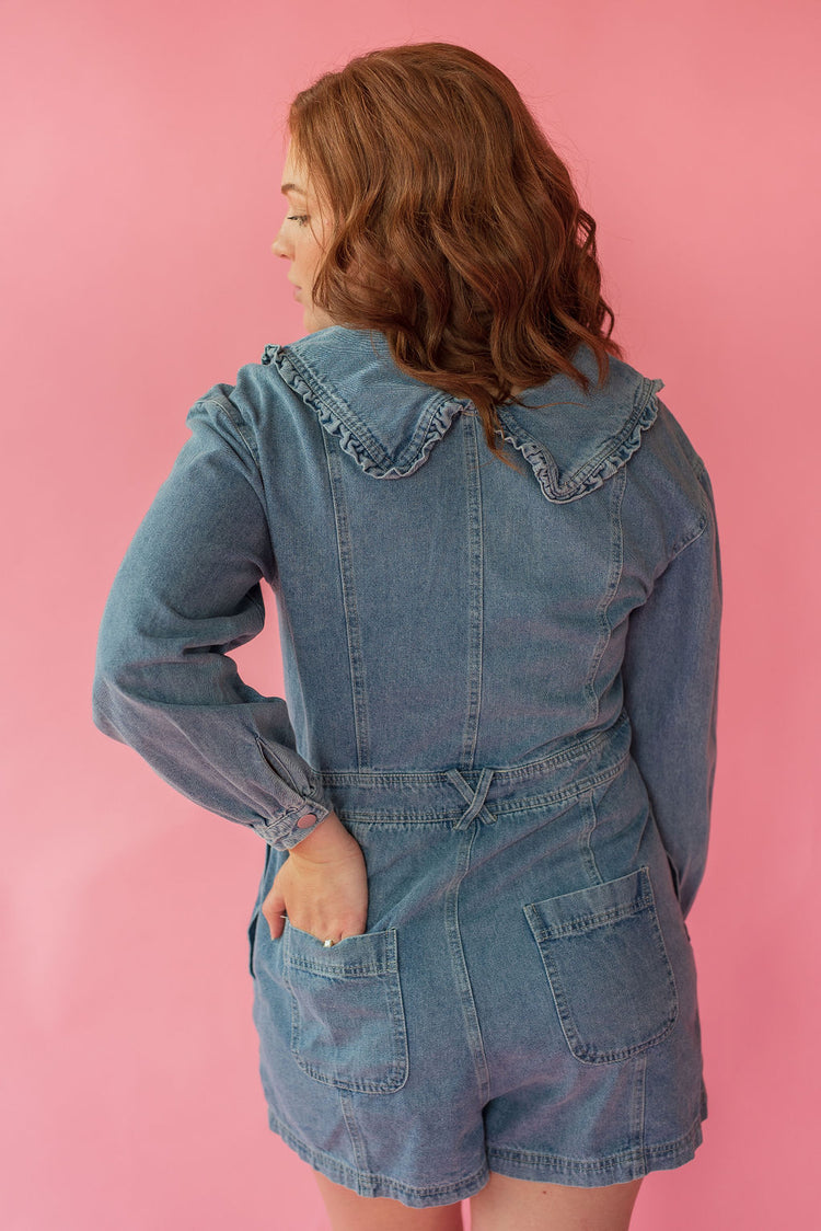 Long Sleeve Denim Romper