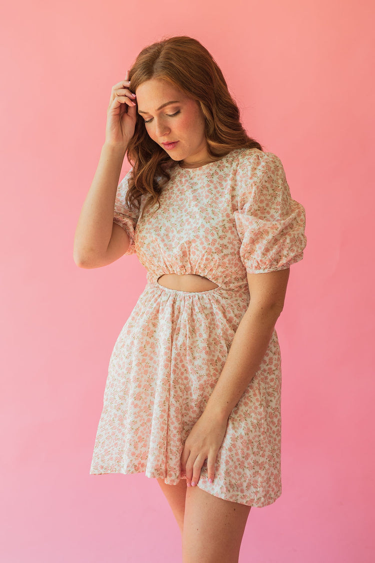 Light Floral Cut Out Mini Dress