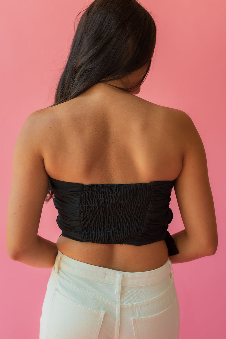 Gathered Ruffle Top in Black