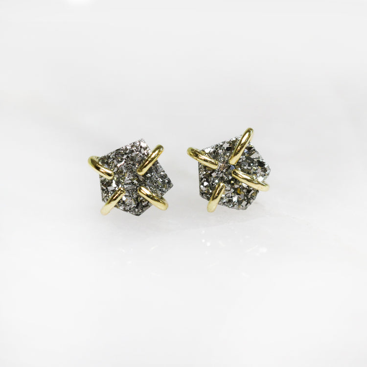 JaxKelly Silver Druzy Prong Earrings