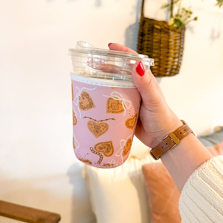 Heart Lockets Reusable Coffee Sleeve