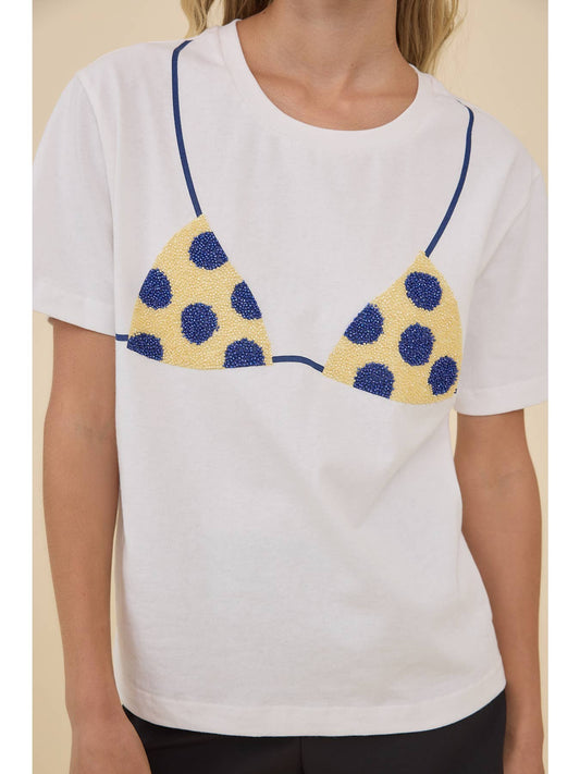 Caviar Bead Polka Dot Bra Graphic Tee