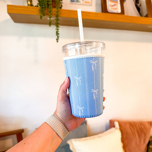 Blue Bows Iced Coffee Sleeve