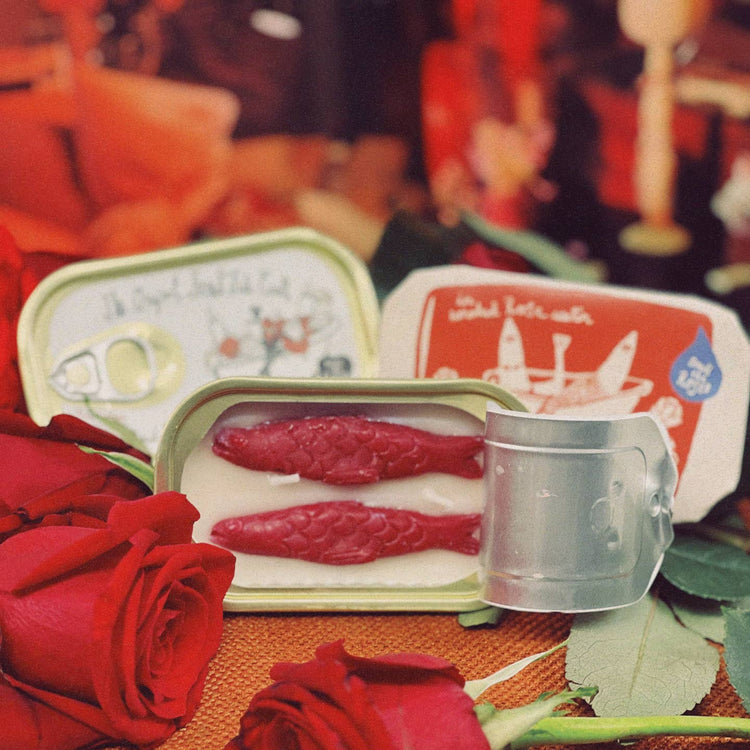 Tinned Fish Candle Smoked Rose Water Handmade Soy Wax