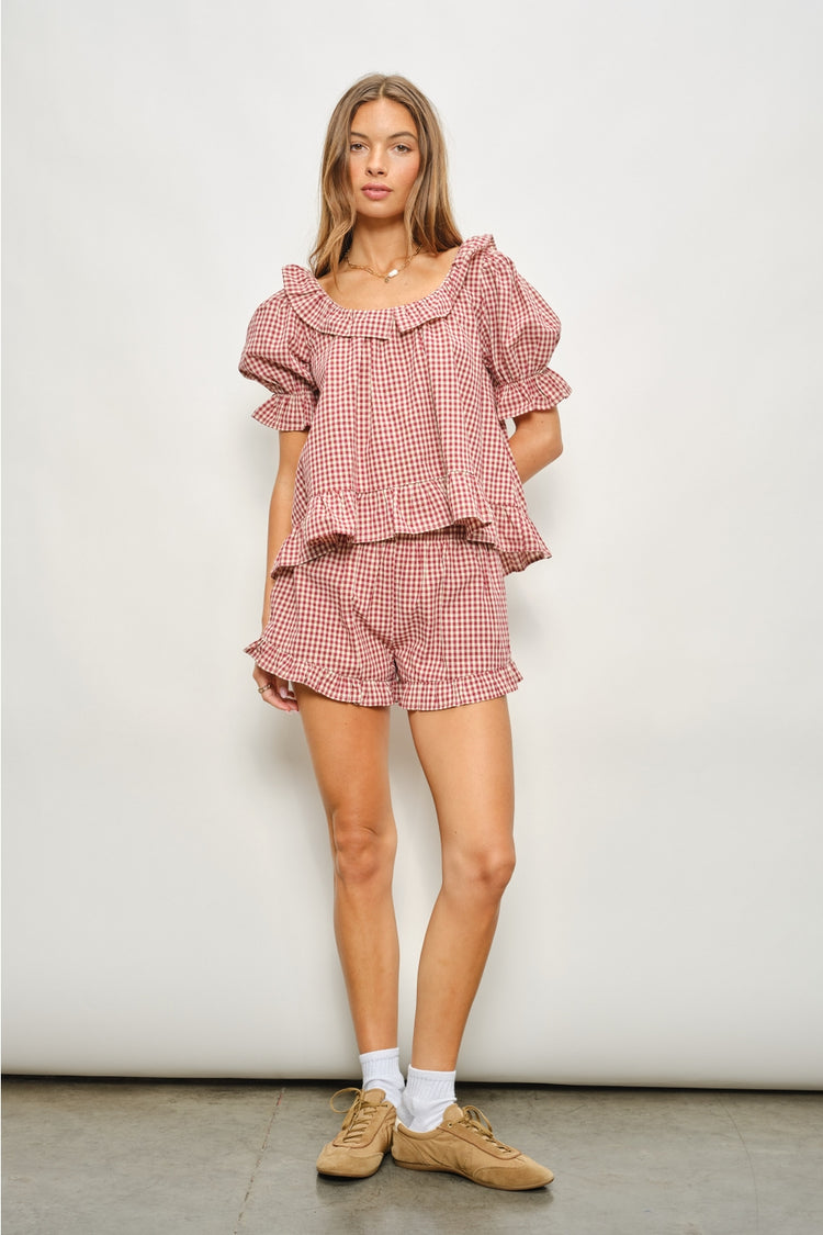 Kora Frill Gingham Top