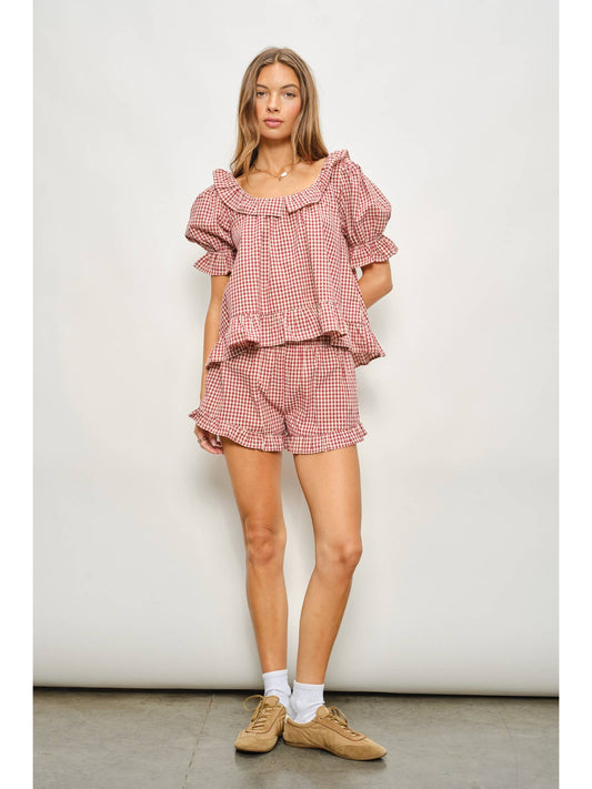 Kora Frill Gingham Shorts