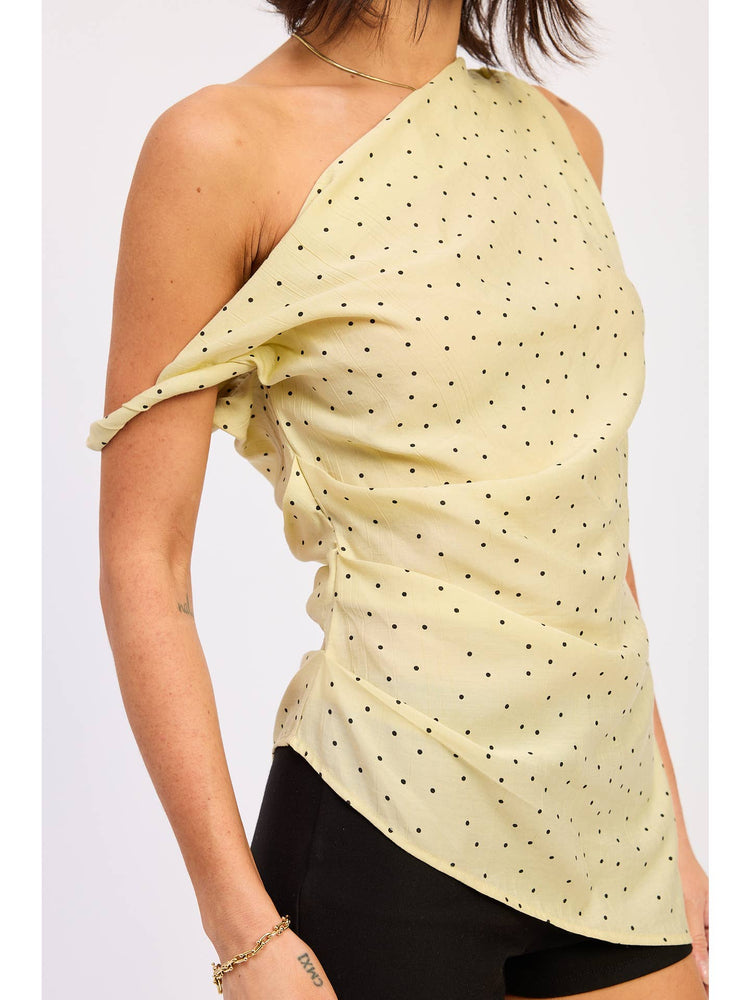 Asymmetrical Shoulder Tunic Top in Butter Yellow