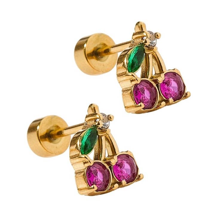 Cherry Screwback Stud Earrings