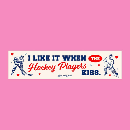 Hockey Players Kiss Bumper Sticker