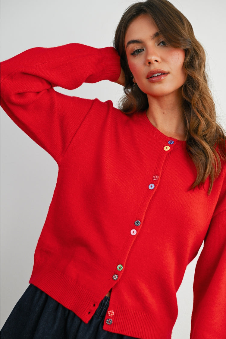 Long Sleeve Buttoned Cropped Cardigan