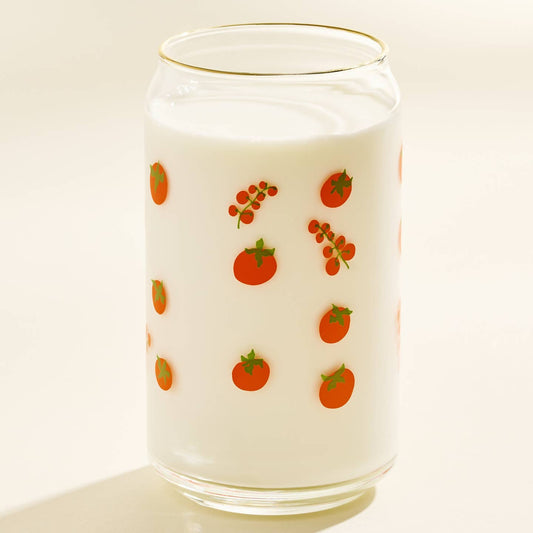 Tomato Gold Rimmed Soda Can Glass