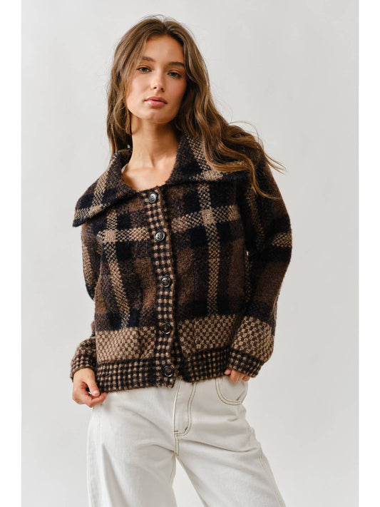 Plaid Button Down Cardigan