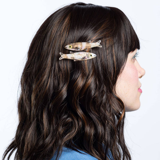 Gold Sardine Alligator Hair Clip Set