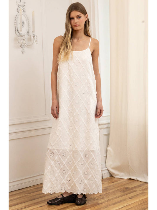Embroidered Eyelet Cami Maxi Dress