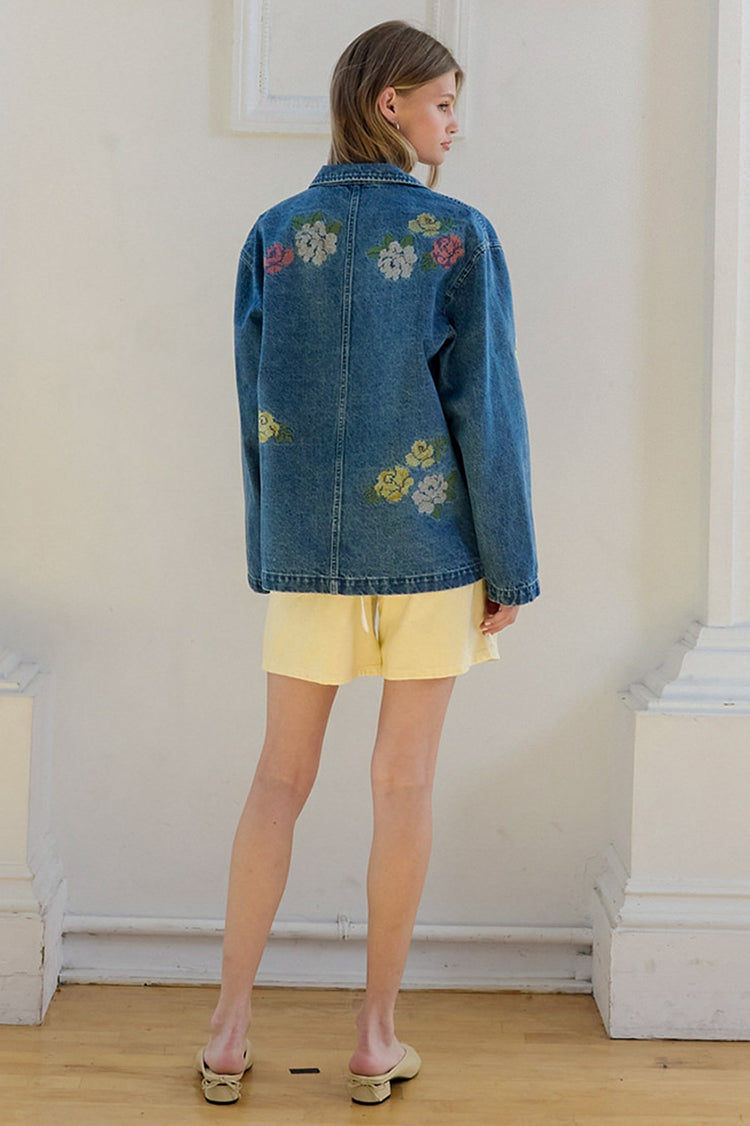 Floral Embroidered Denim Jacket