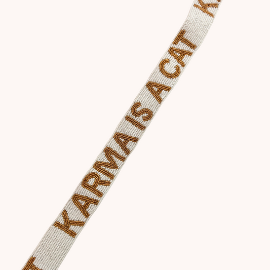 Karma Is A Cat Beaded Purse Strap