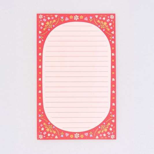 Folk Floral Rough Draft Large Notepad