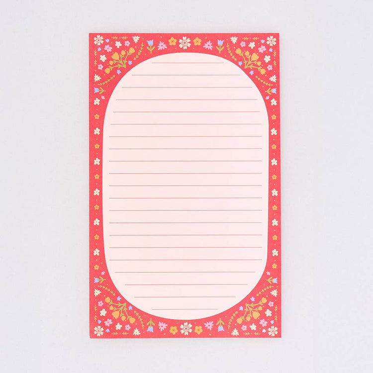Folk Floral Rough Draft Large Notepad