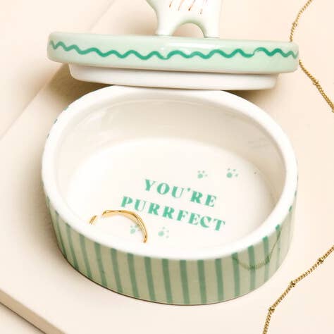 Ceramic Cat Trinket Pot