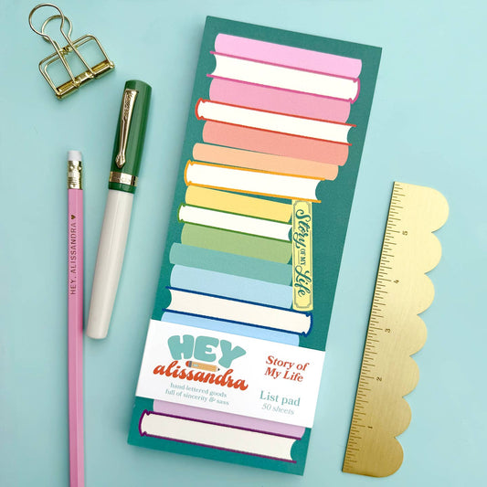 Story of My Life Book Stack List Notepad