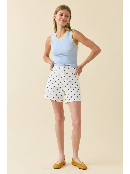 Polka Dot Denim Shorts