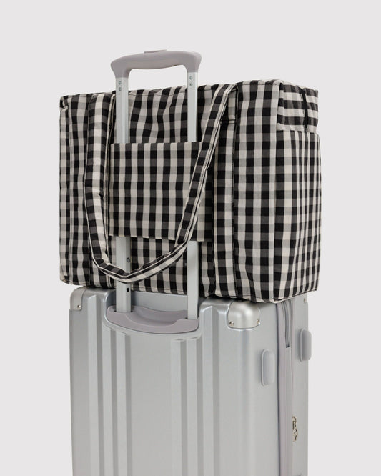 Baggu Small Cloud Carry On in Black And Cream Gingham