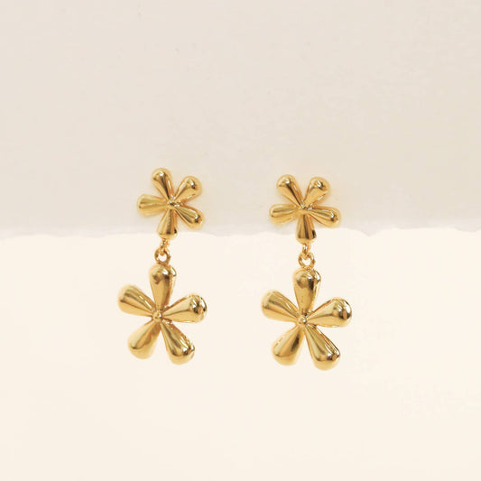 JaxKelly Double Daisy Gold Earrings