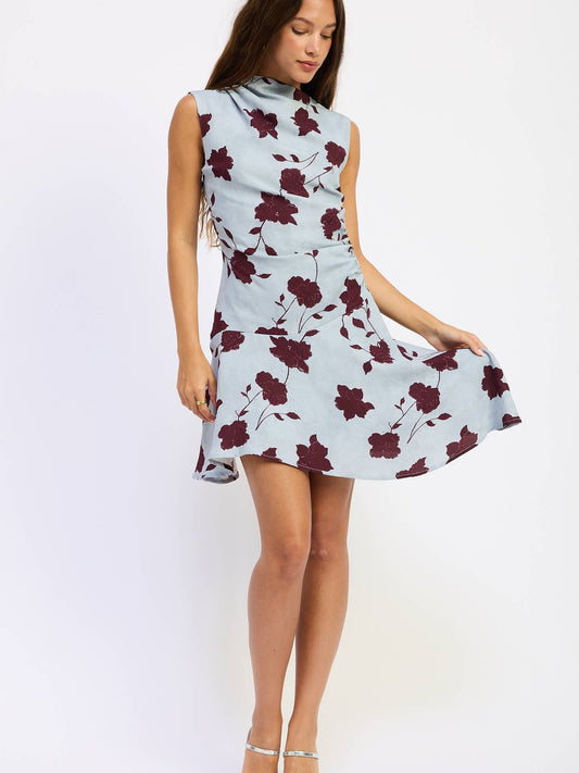 Asymmetrical Shirred Mini Dress