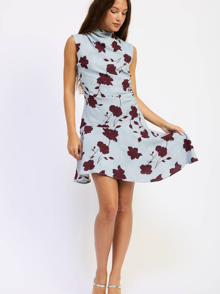 Asymmetrical Shirred Mini Dress