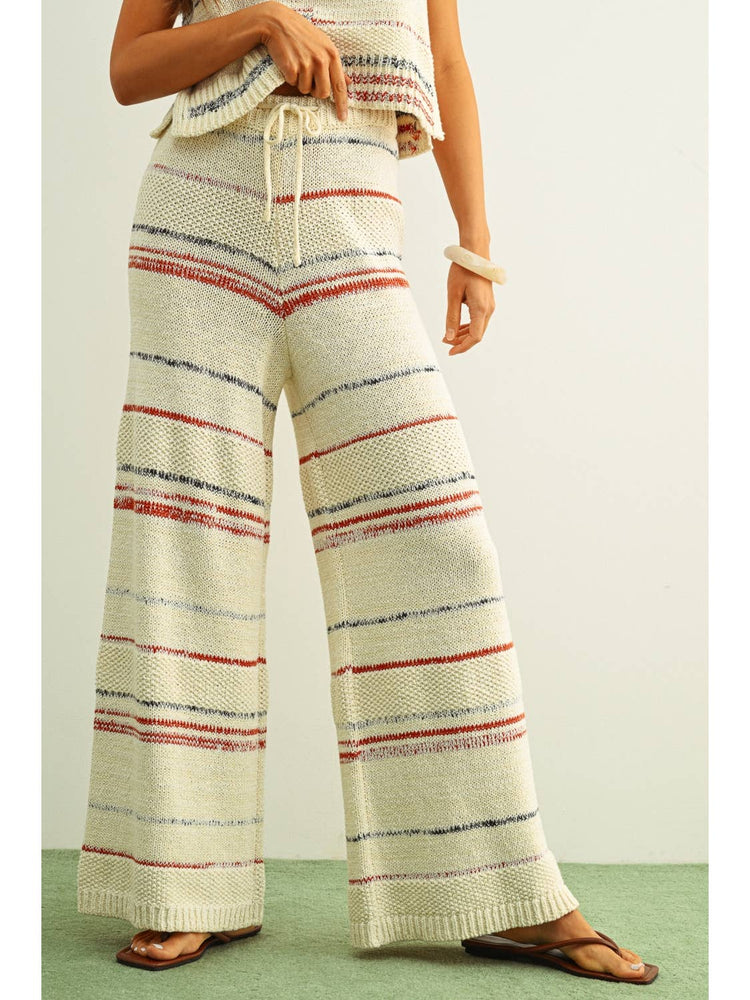 Multi Color Stripe Pattern Knit Pants