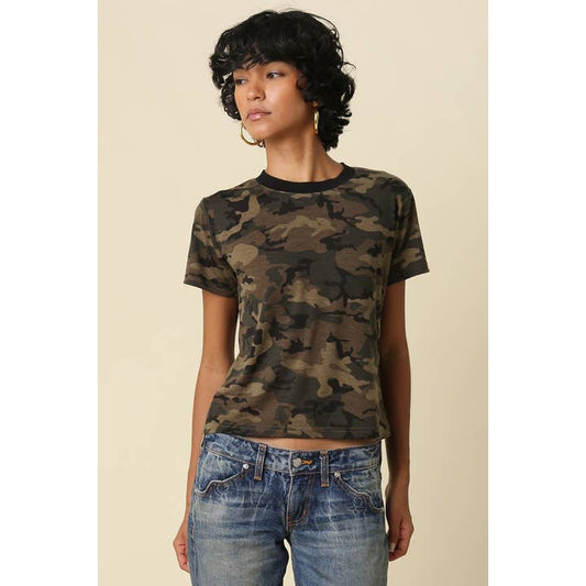 Lina Camo Print Crew Neck Tee