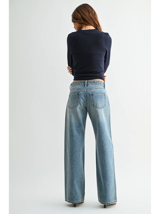 Non Stretch Baggy Wide Leg Denim Jeans