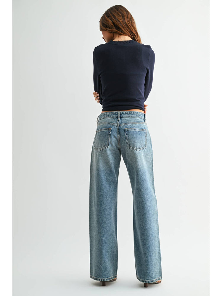 Non Stretch Baggy Wide Leg Denim Jeans