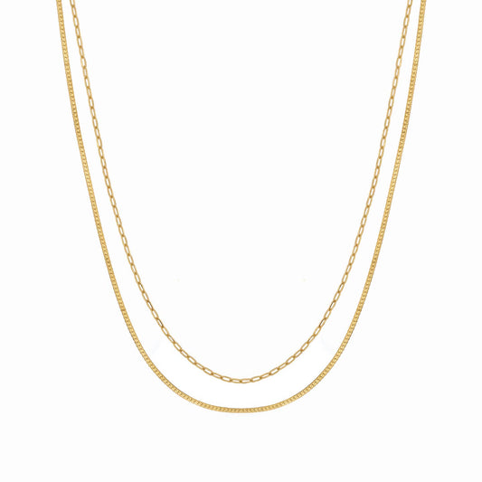 Waterproof Gold Double Layer Paperclip Necklace