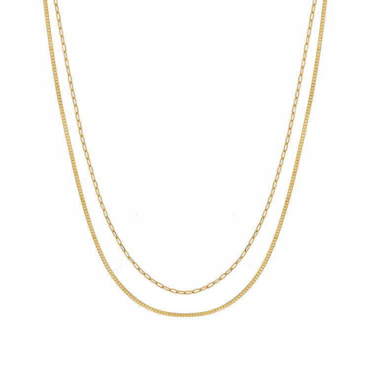 Waterproof Gold Double Layer Paperclip Necklace